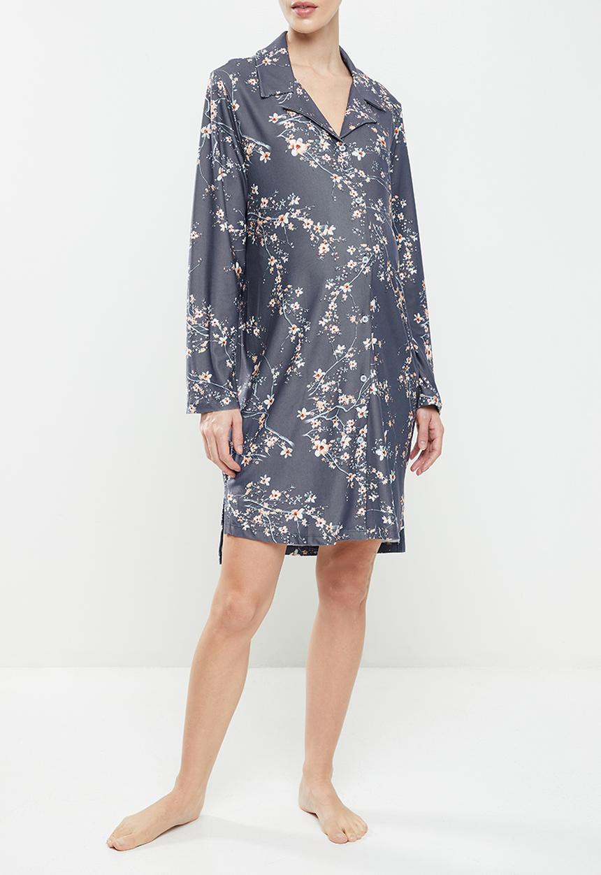 edit Maternity - Maternity knit soft touch sleep shirt - dark base foilage