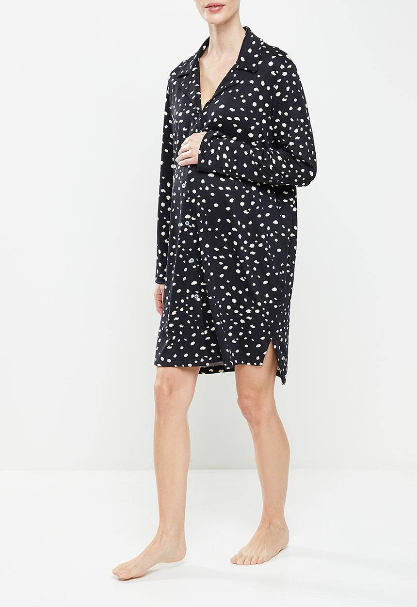 edit Maternity - Maternity knit soft touch sleep shirt - blue & ivory spot