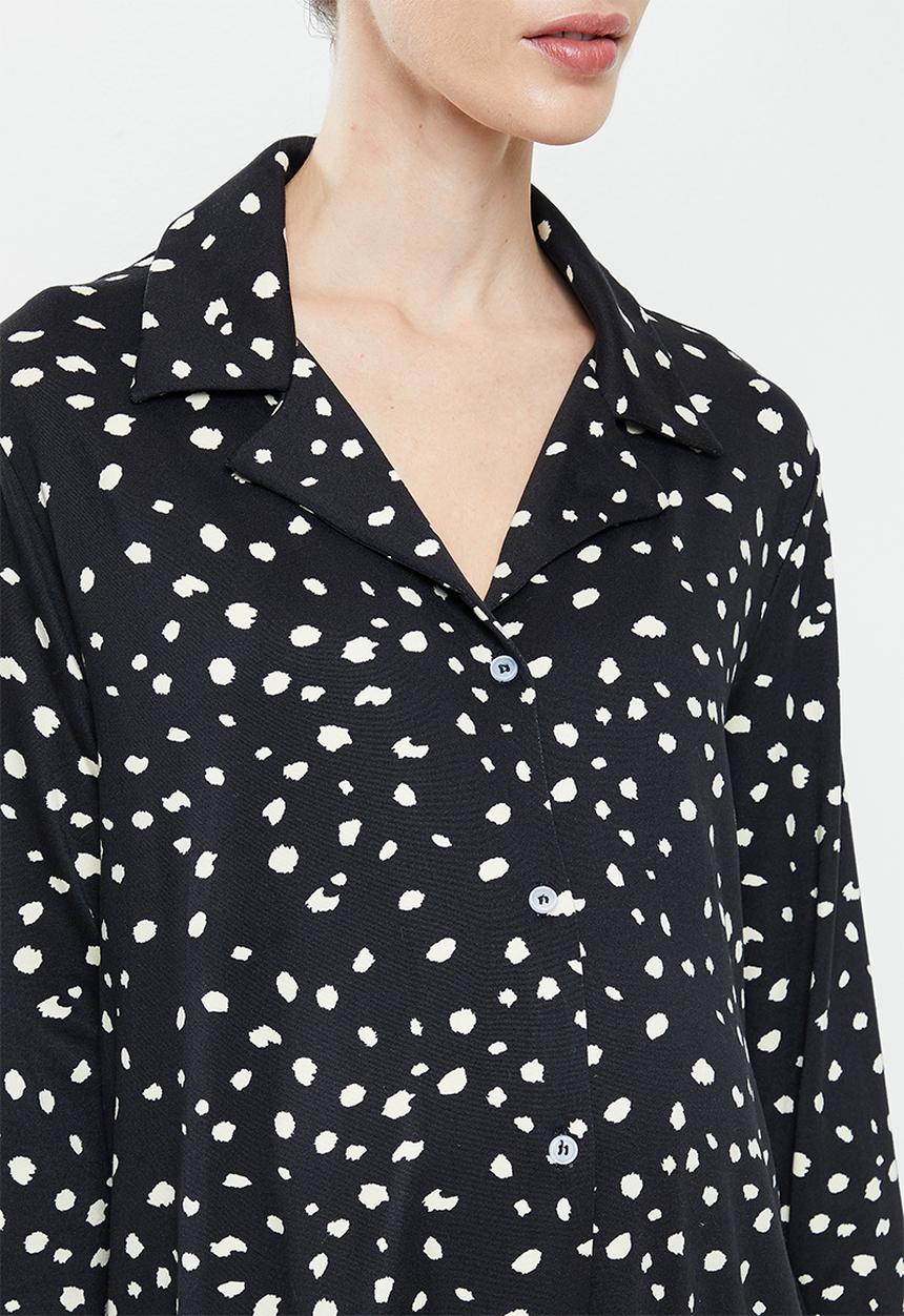 edit Maternity - Maternity knit soft touch sleep shirt - blue & ivory spot