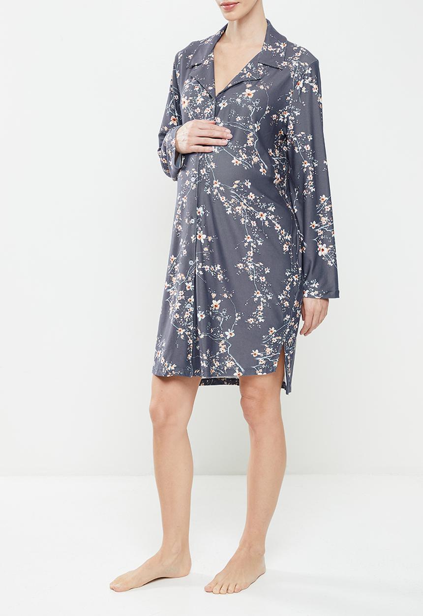 edit Maternity - Maternity knit soft touch sleep shirt - dark base foilage