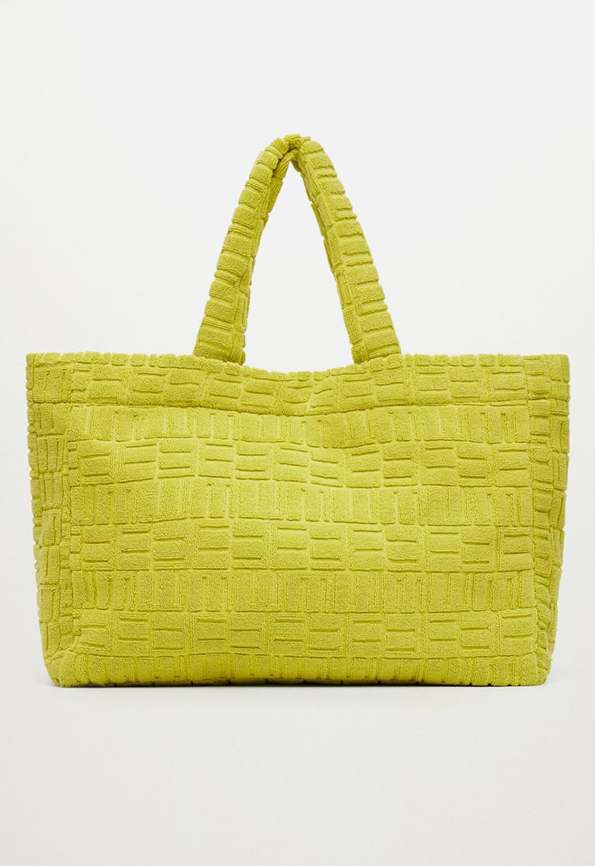 MANGO - Towel shopper bag - lime
