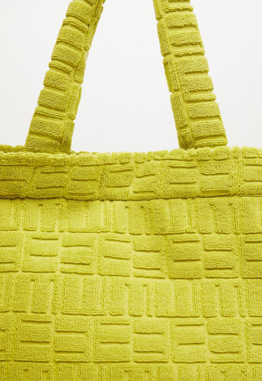 MANGO - Towel shopper bag - lime