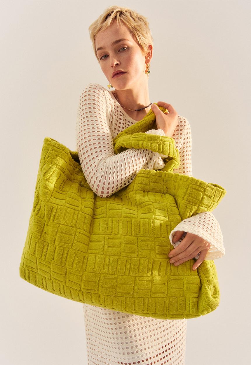 MANGO - Towel shopper bag - lime