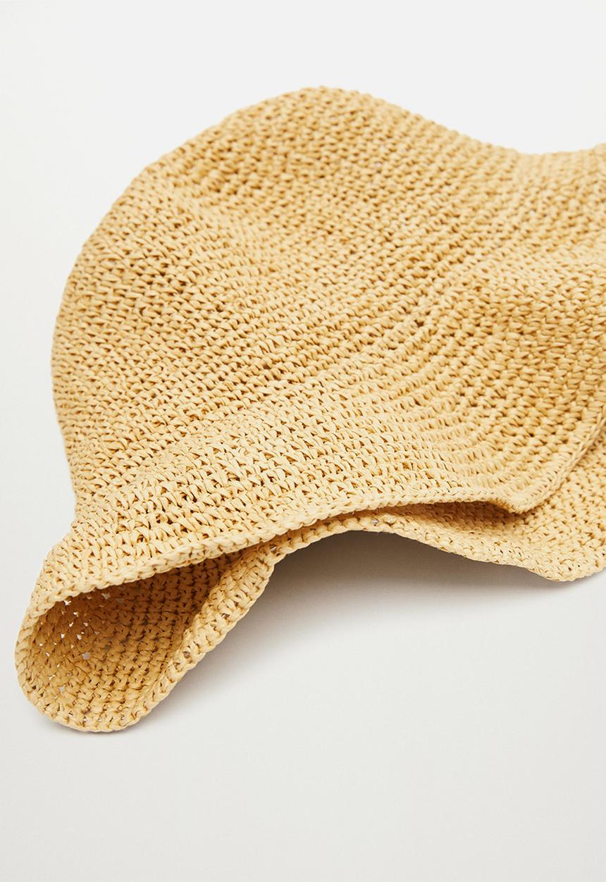 MANGO - Raffia hat - ecru
