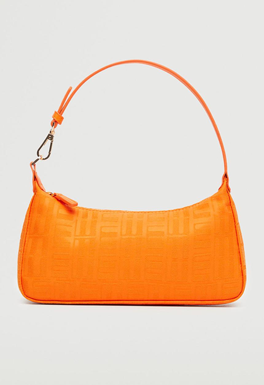 MANGO - Printed baguette bag - orange