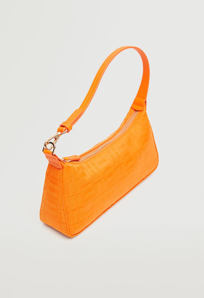 MANGO - Printed baguette bag - orange