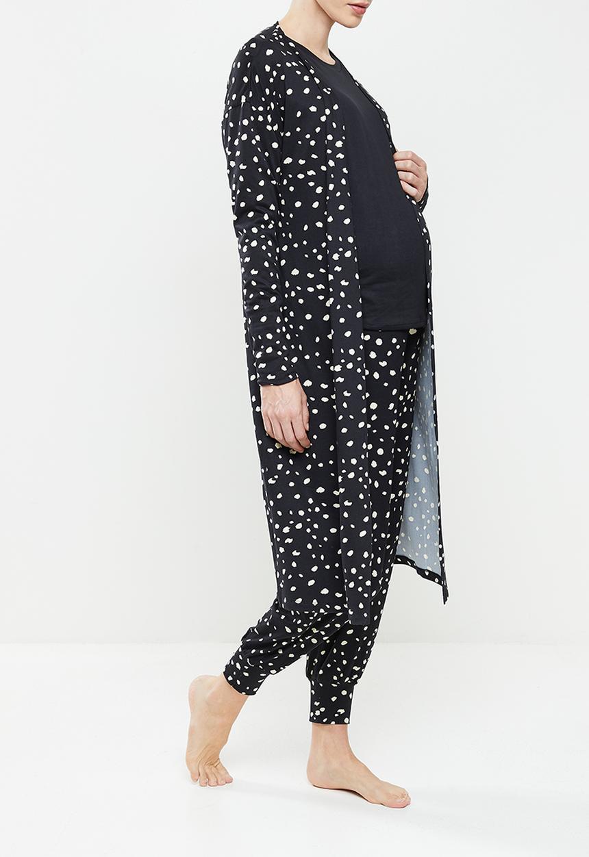 edit Maternity - Maternity knit soft touch gown - black print