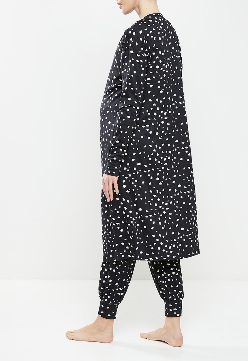 edit Maternity - Maternity knit soft touch gown - black print