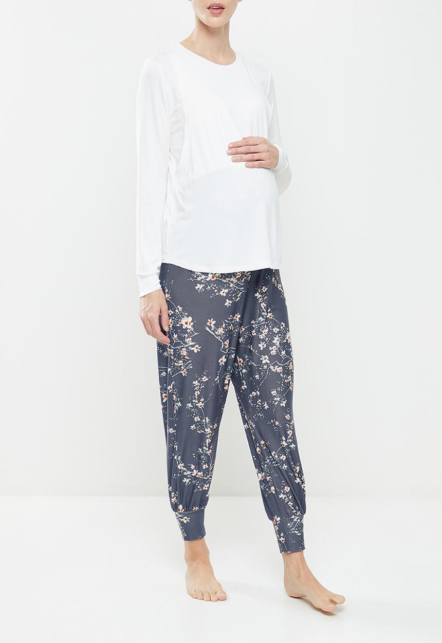edit Maternity - Maternity knit soft touch nursing sleep set - floral