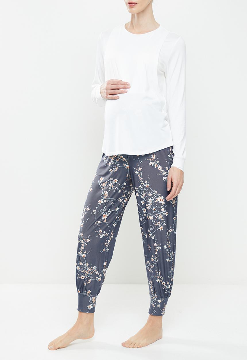 edit Maternity - Maternity knit soft touch nursing sleep set - floral