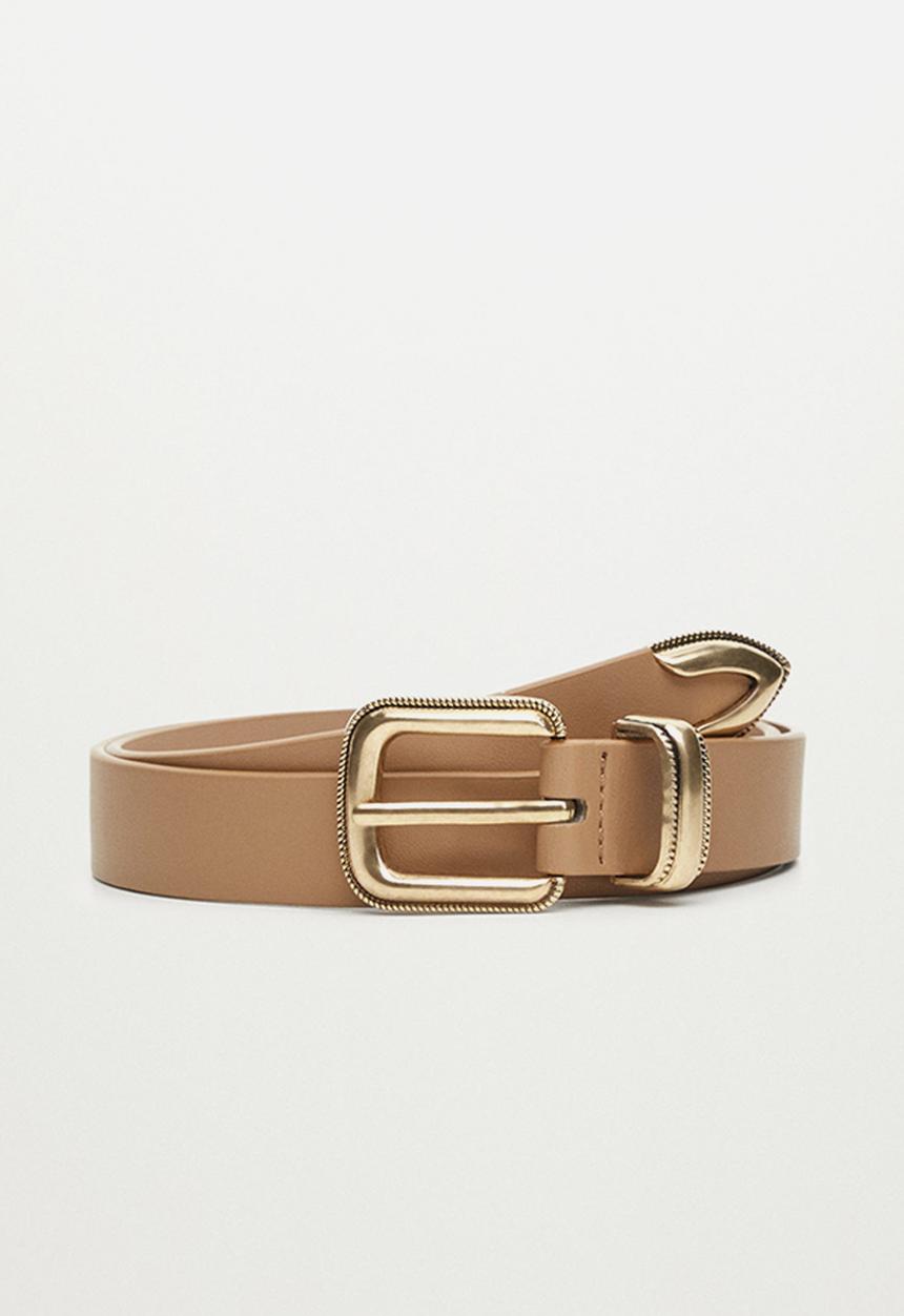MANGO - Metal buckle belt - medium brown