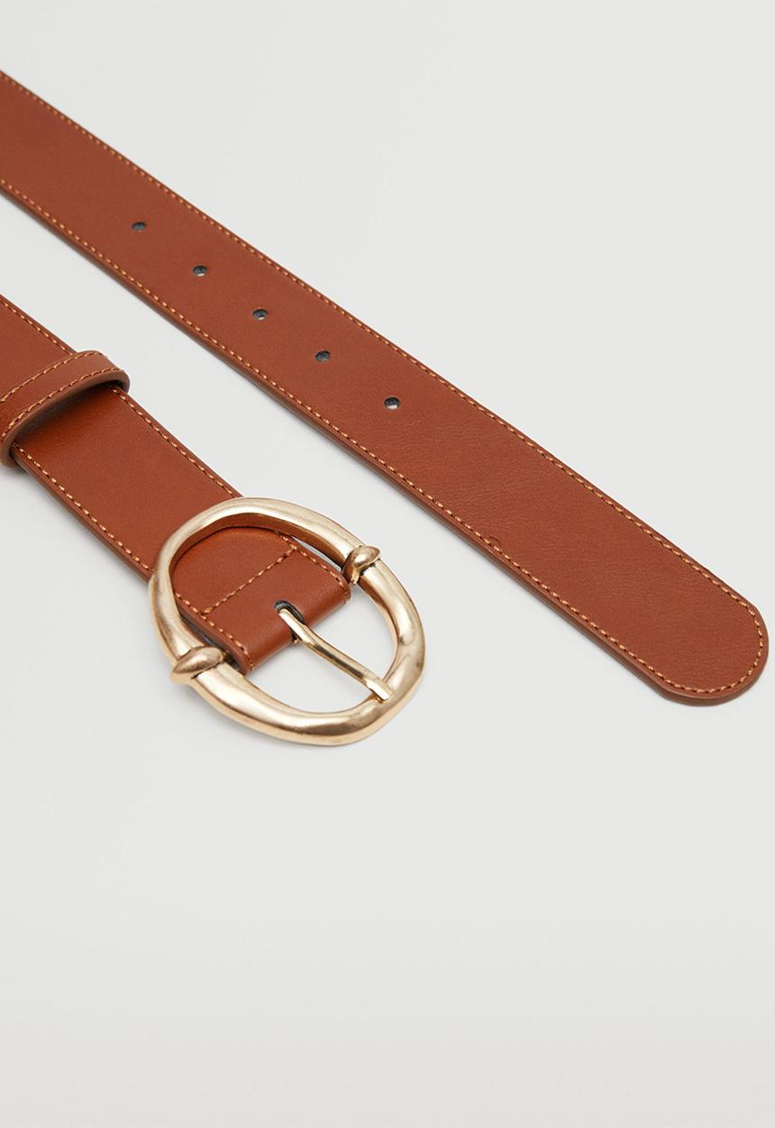 MANGO - Metal buckle belt - medium brown