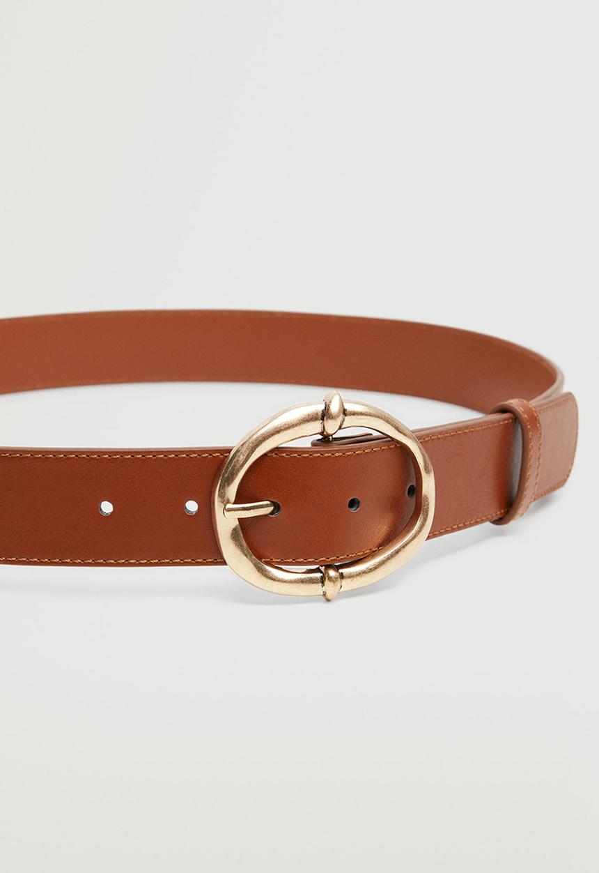 MANGO - Metal buckle belt - medium brown