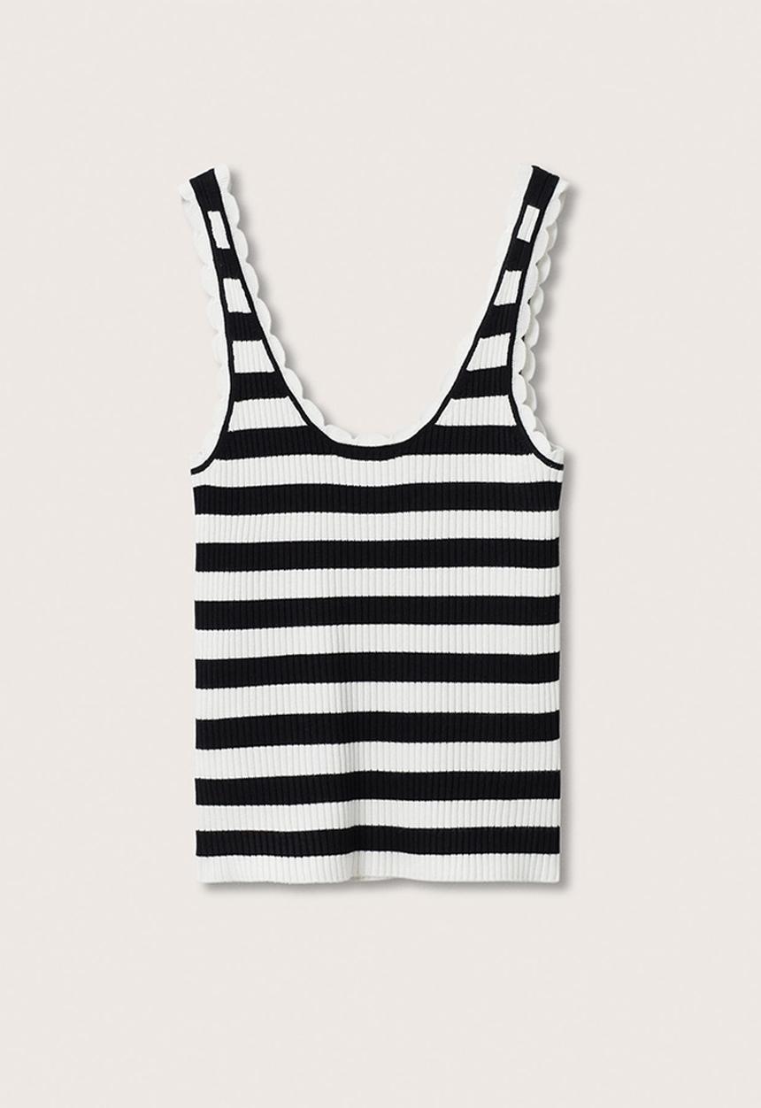 MANGO - Top crochy - black & white