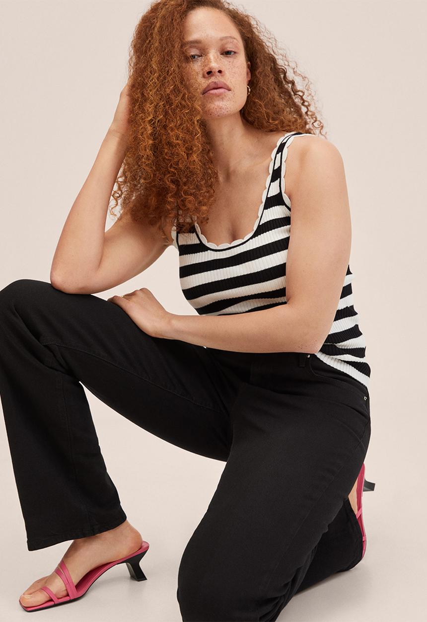 MANGO - Top crochy - black & white