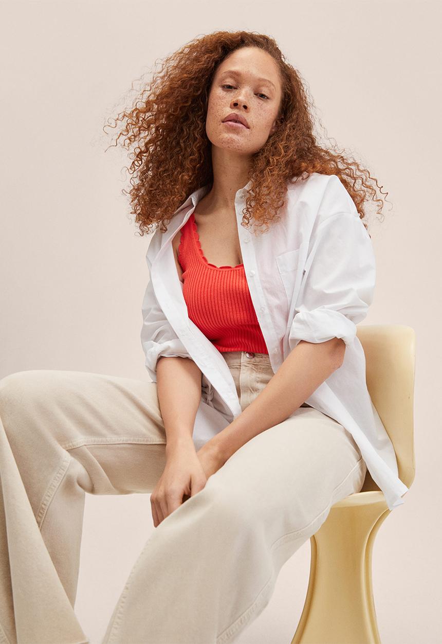 MANGO - Top crochy - dark red