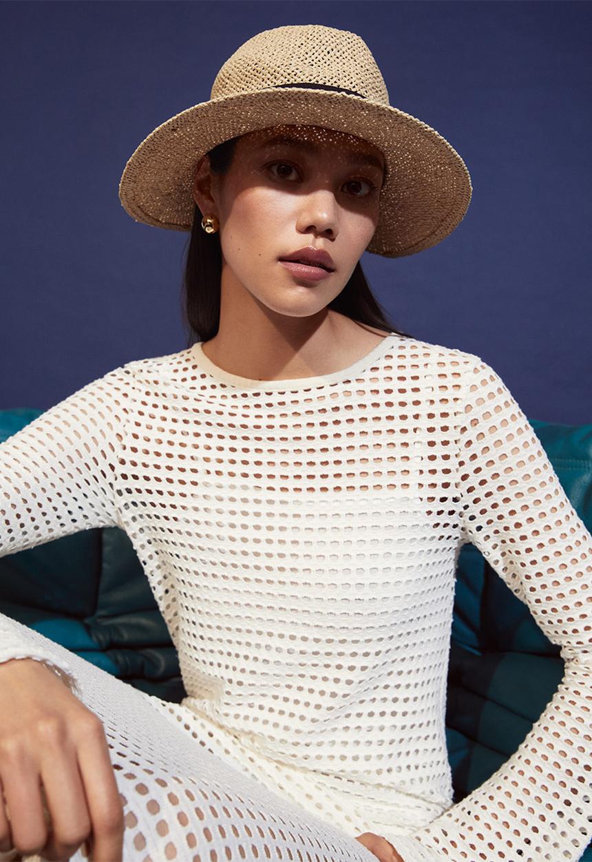 MANGO - Raffia hat - ecru