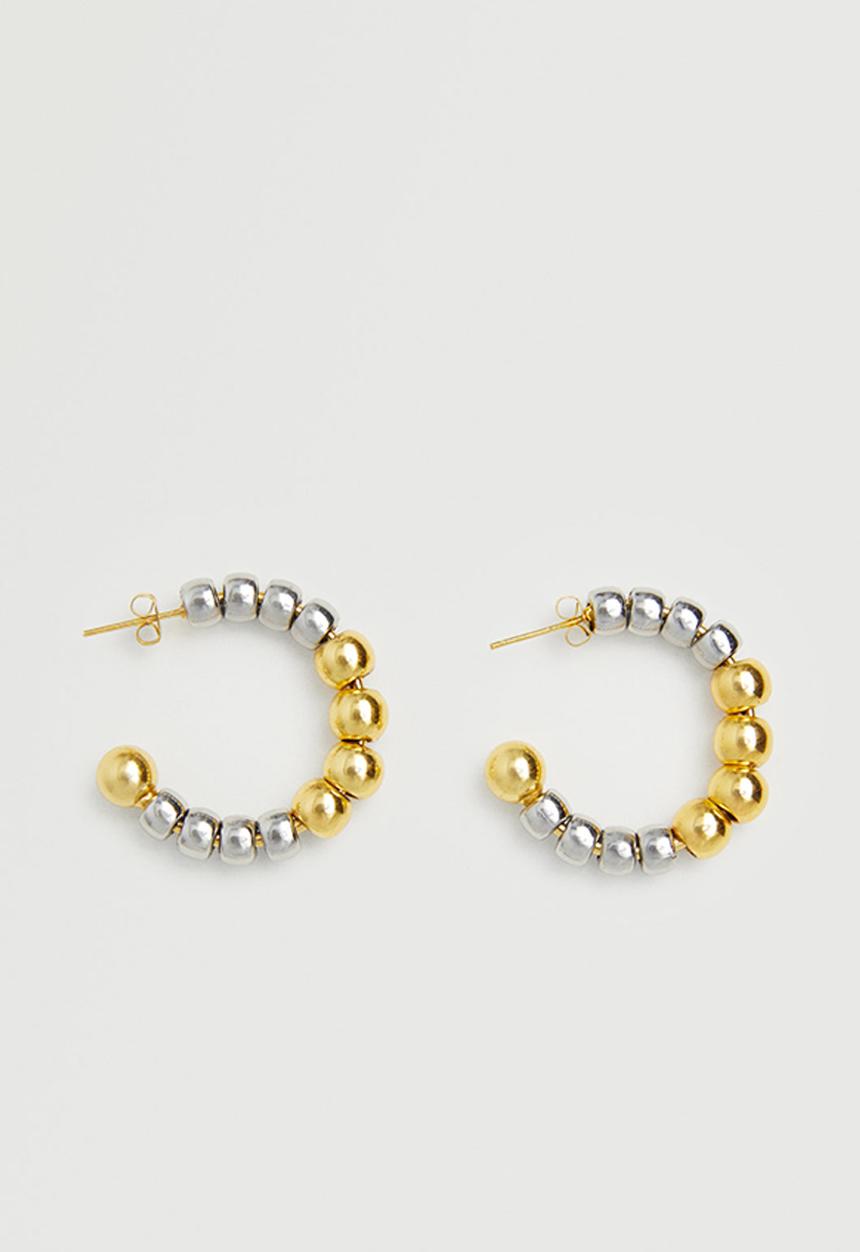 MANGO - Bead hoop earrings - gold & silver 