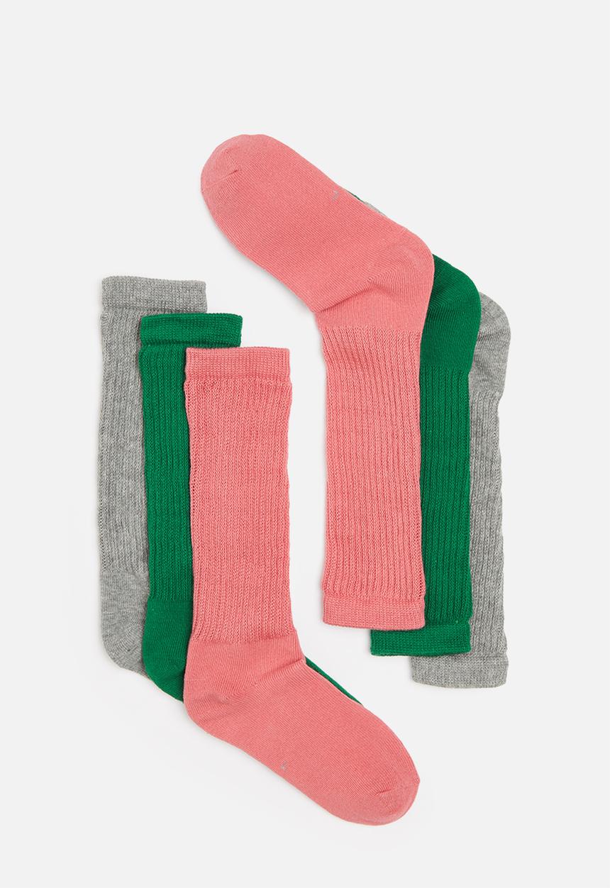 Rebel Republic - 3 pack socks - grey, red & green