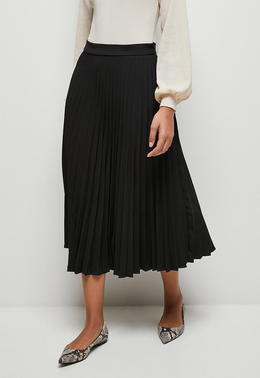 edit - Midi skirt pleated -  black
