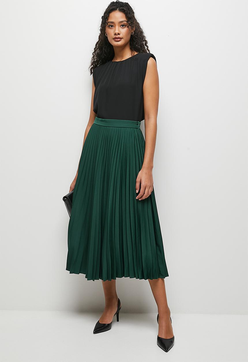 edit - Midi skirt pleated -  emerald