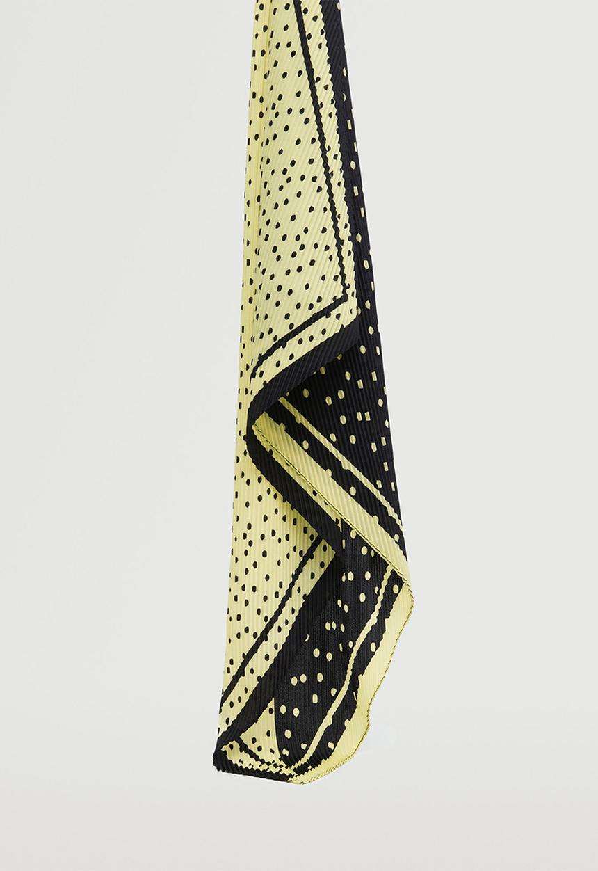 MANGO - Pleated polka dots scarf - black