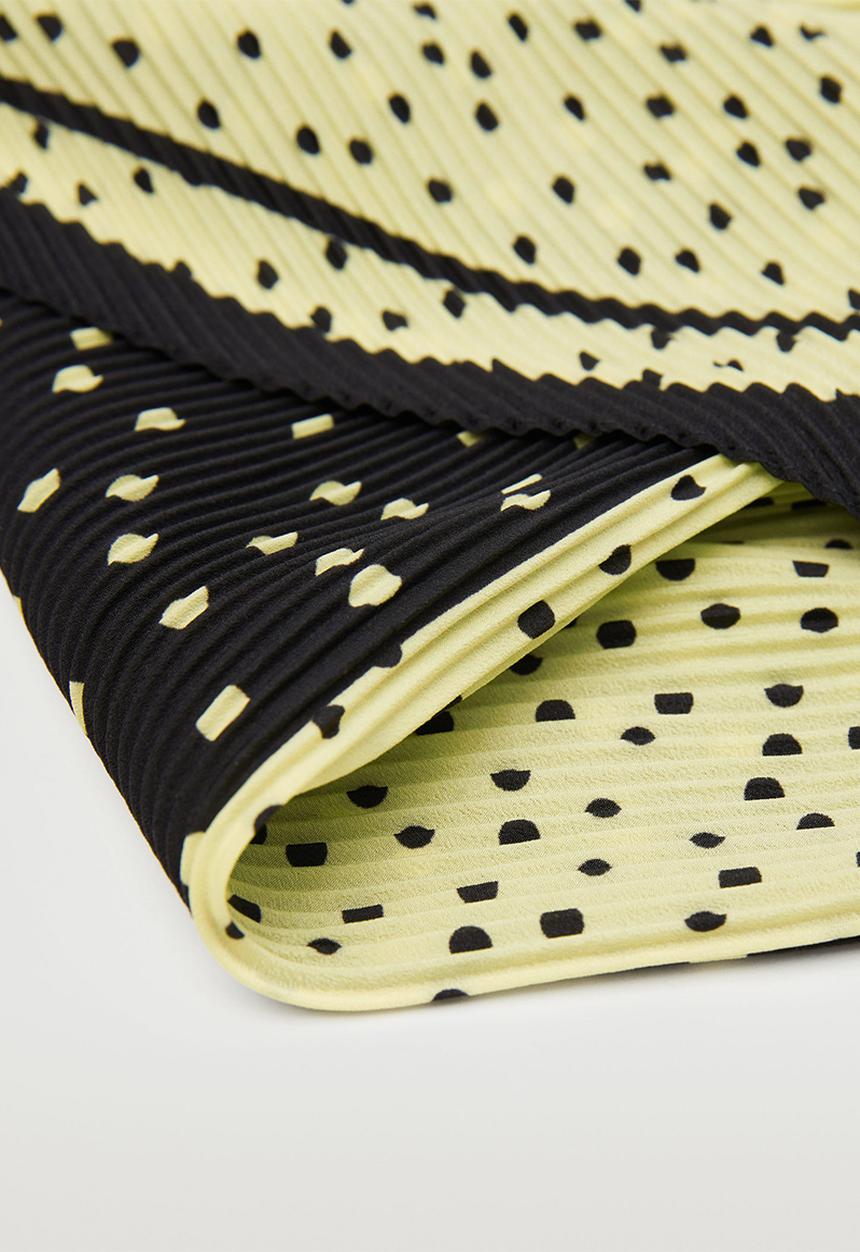 MANGO - Pleated polka dots scarf - black