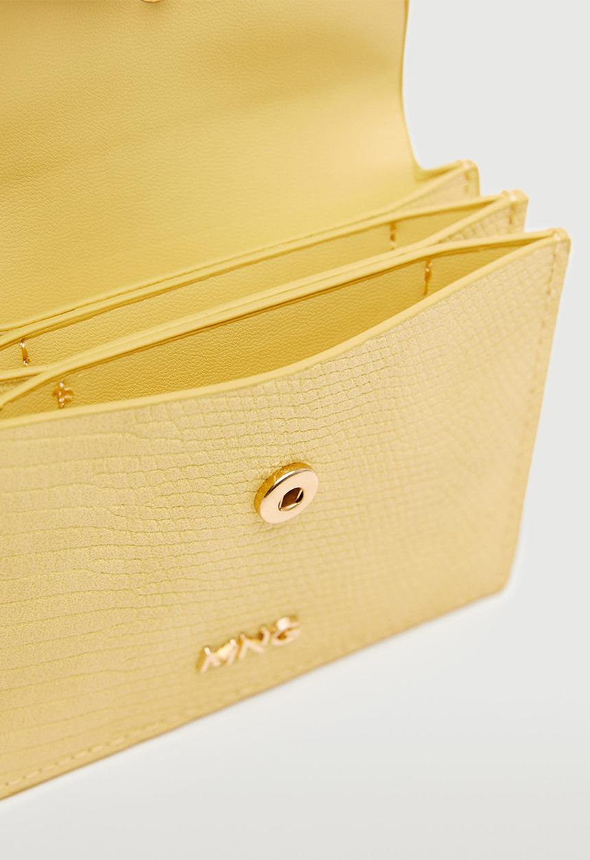 MANGO - Snake effect cardholder - pastel yellow