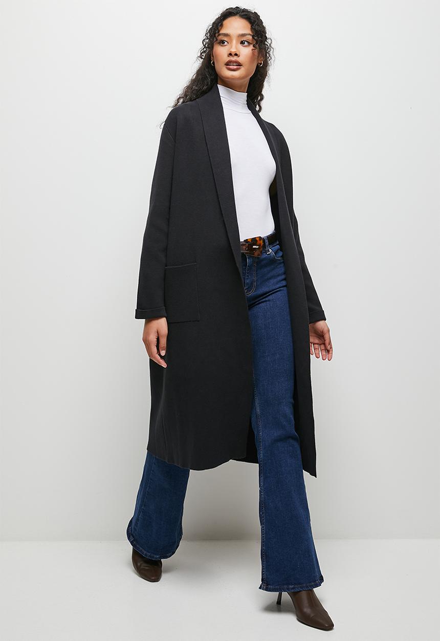 edit - Shawl collar cardi coat - black