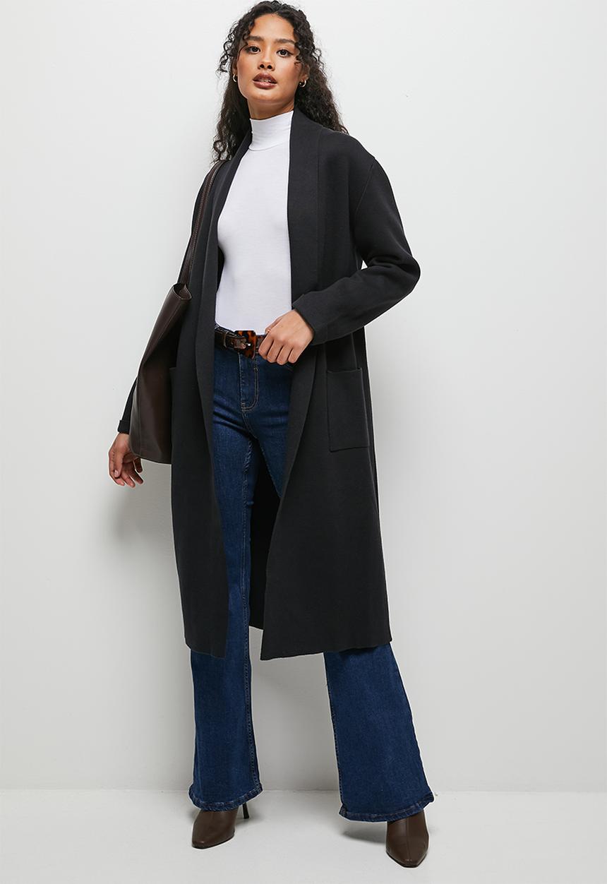edit - Shawl collar cardi coat - black