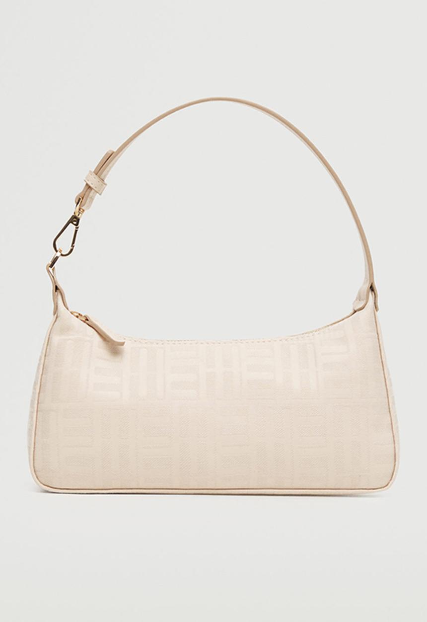 MANGO - Printed baguette bag - beige