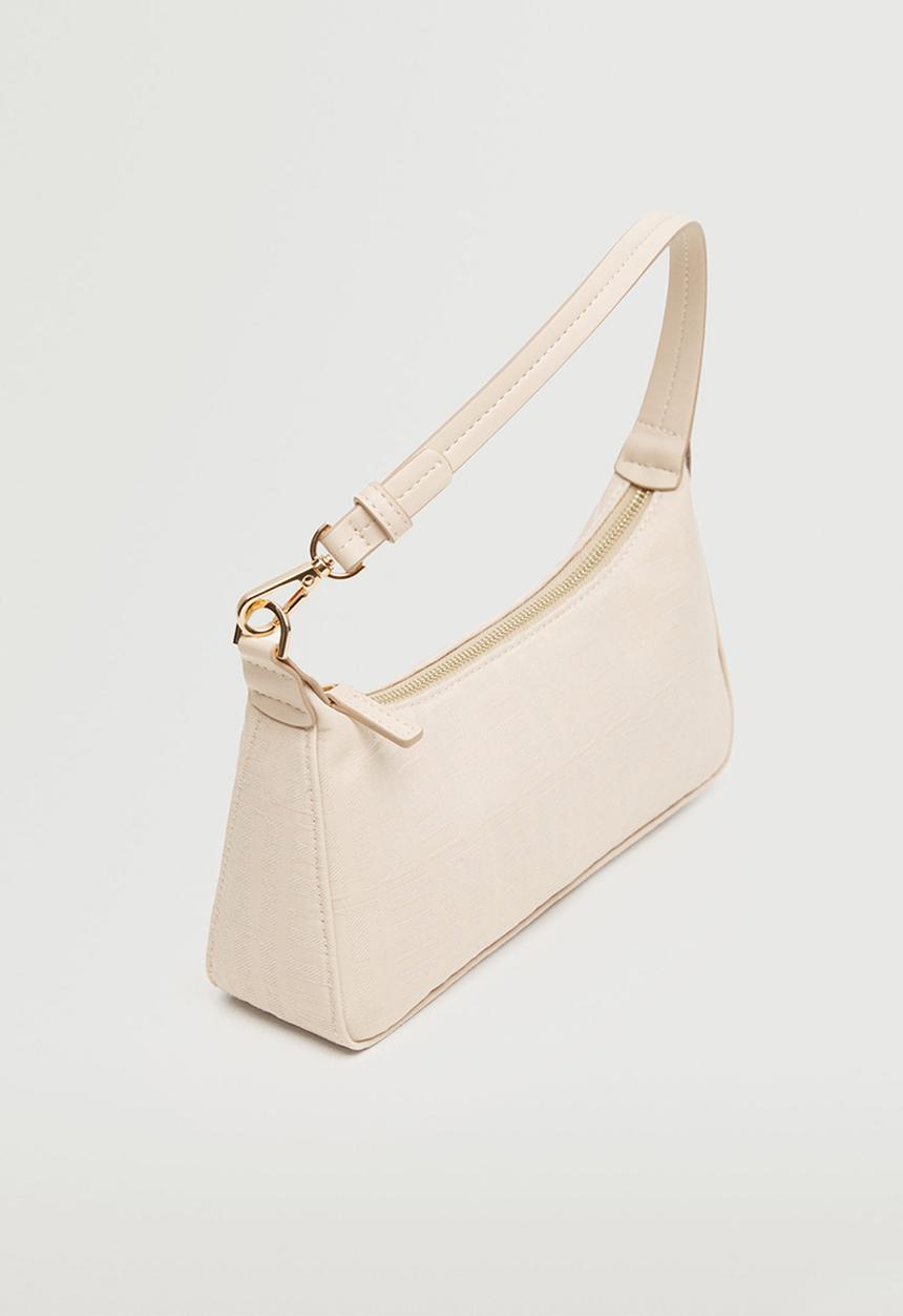 MANGO - Printed baguette bag - beige