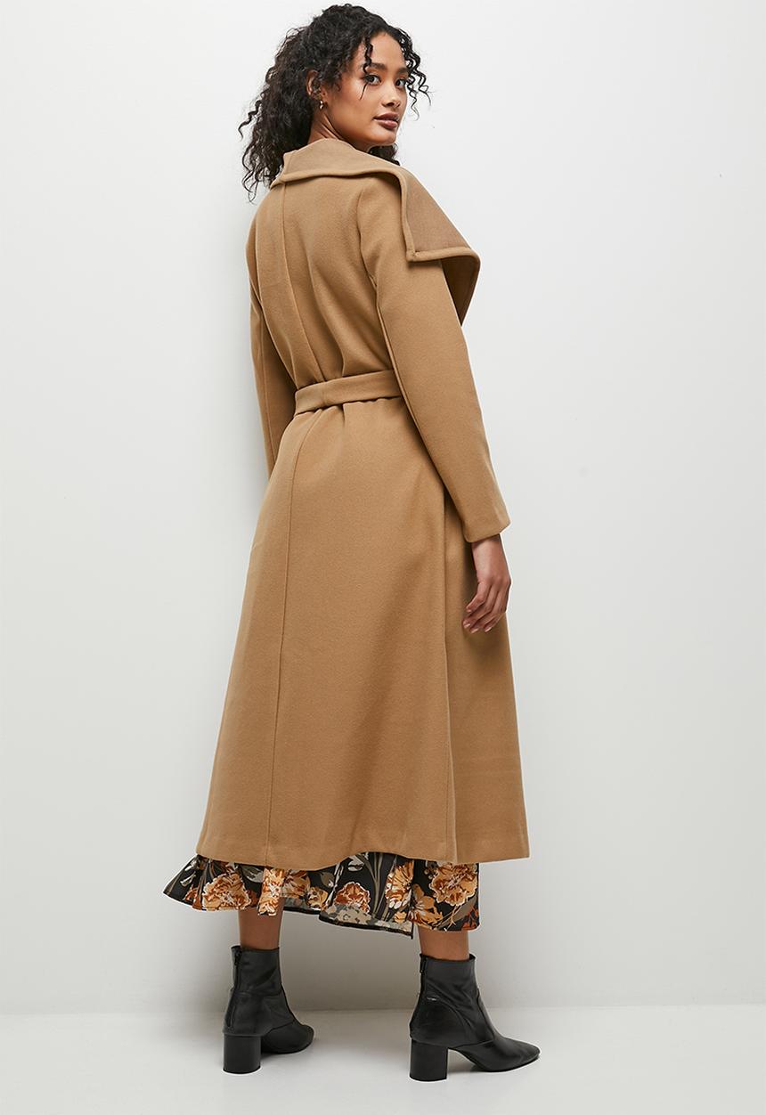 edit - Wide collar long melton - camel