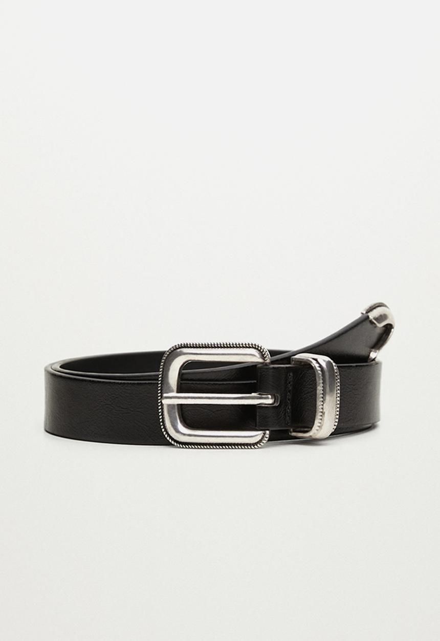 MANGO - Metal buckle belt - black