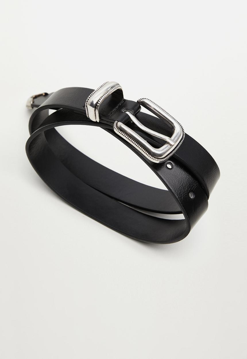 MANGO - Metal buckle belt - black