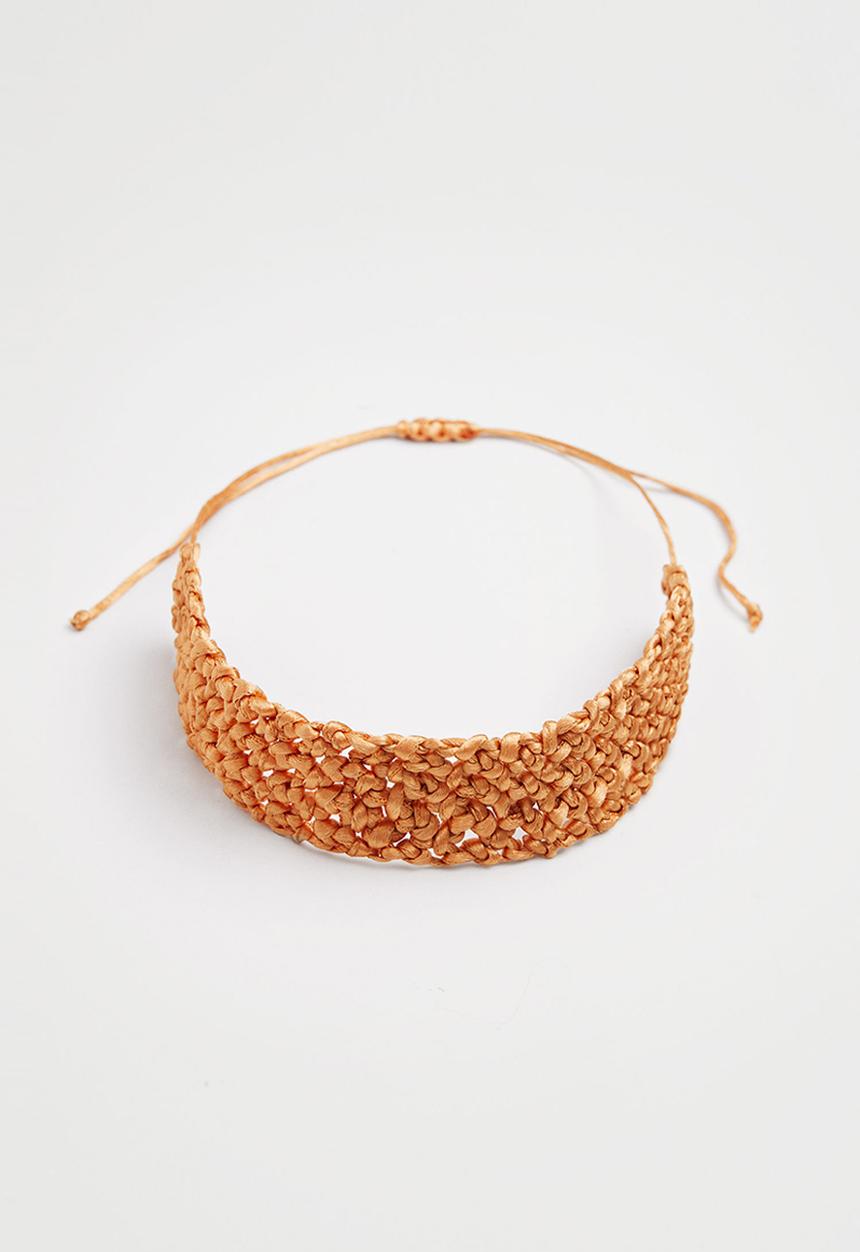 MANGO - Choker braided necklace - orange