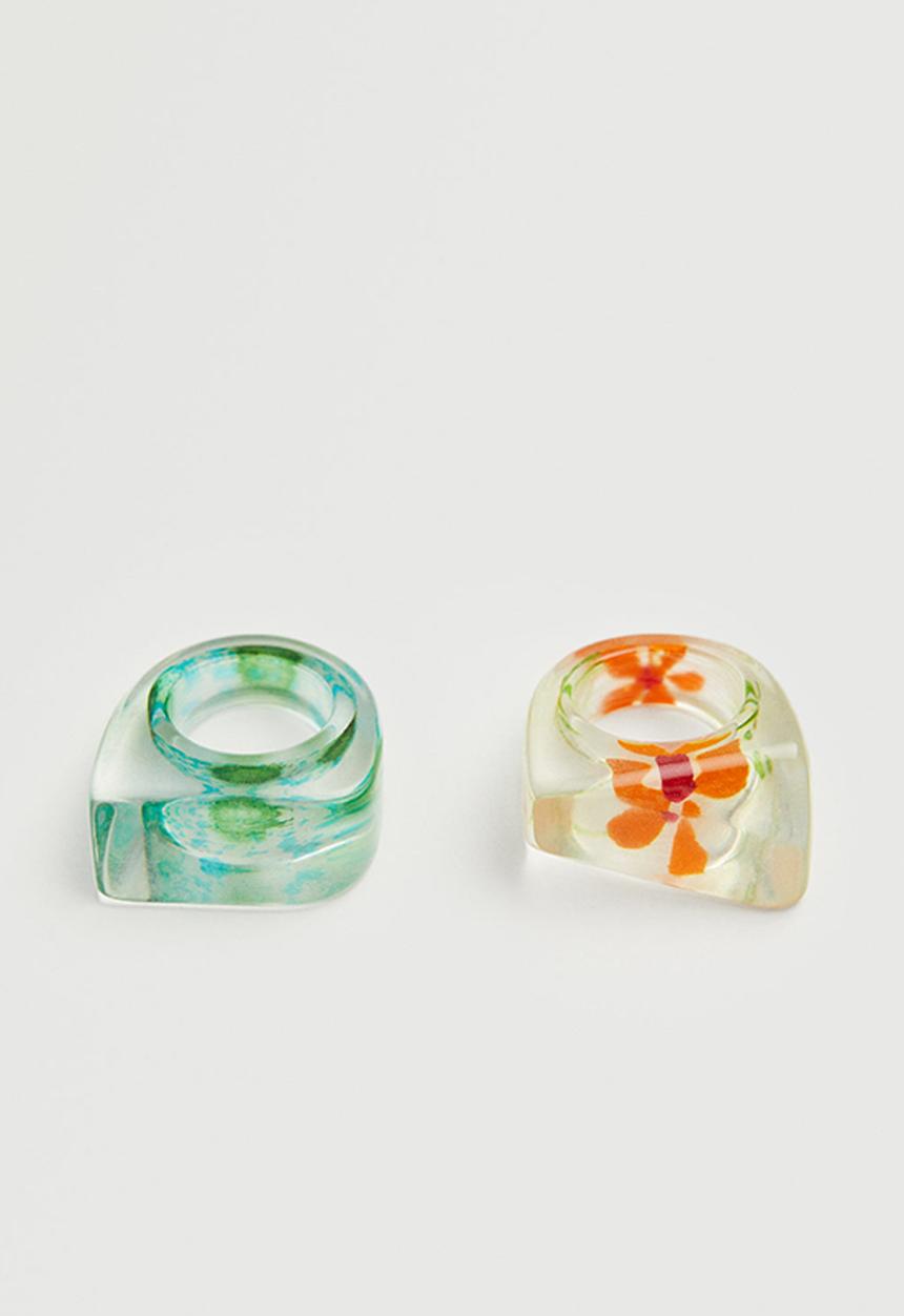 MANGO - 2-pack resin rings - green