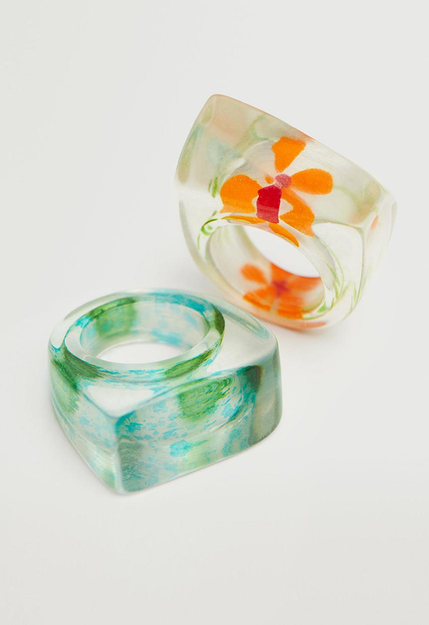 MANGO - 2-pack resin rings - green
