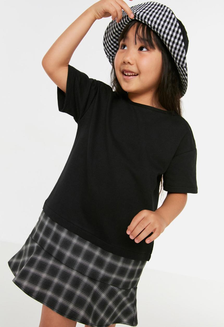 Trendyol - Plaid frill dress - black