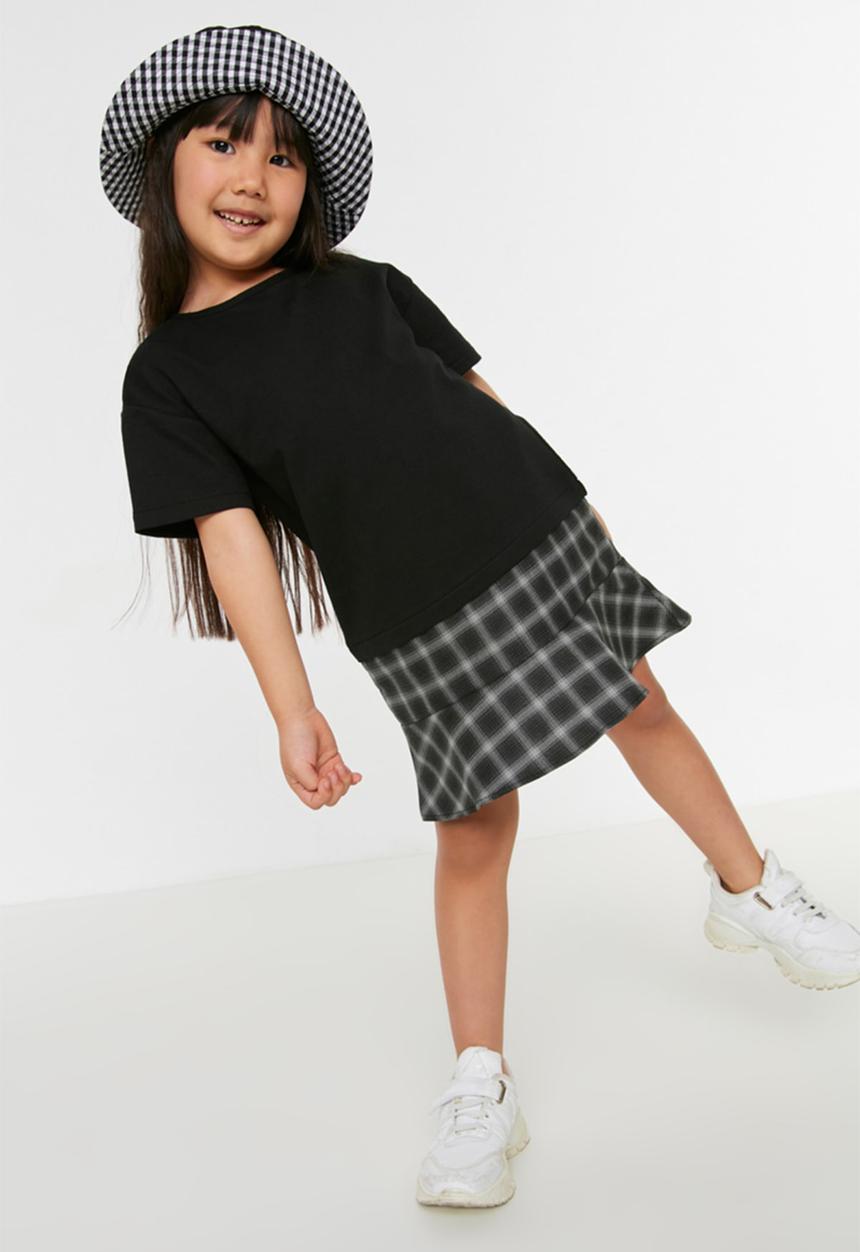 Trendyol - Plaid frill dress - black