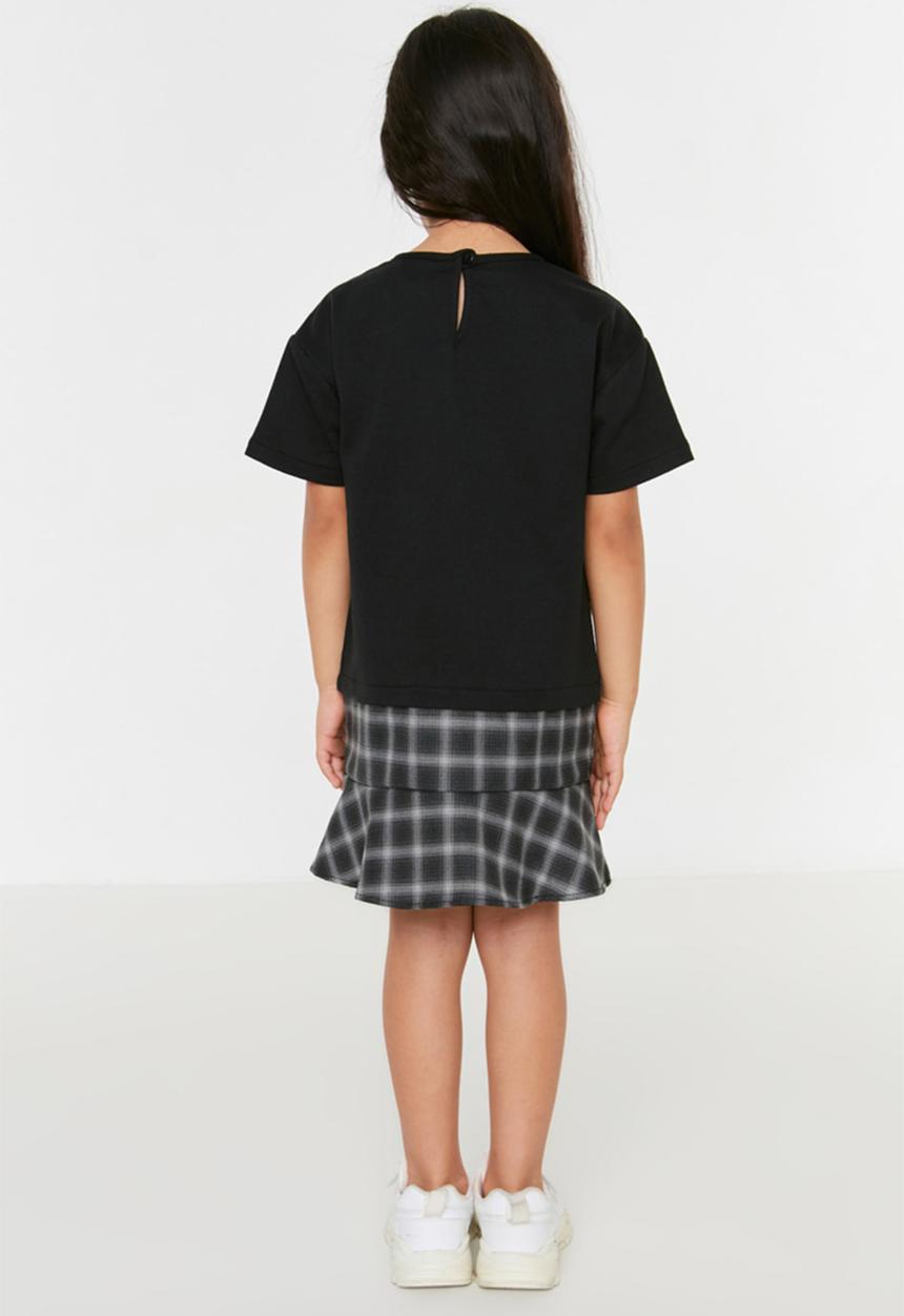 Trendyol - Plaid frill dress - black
