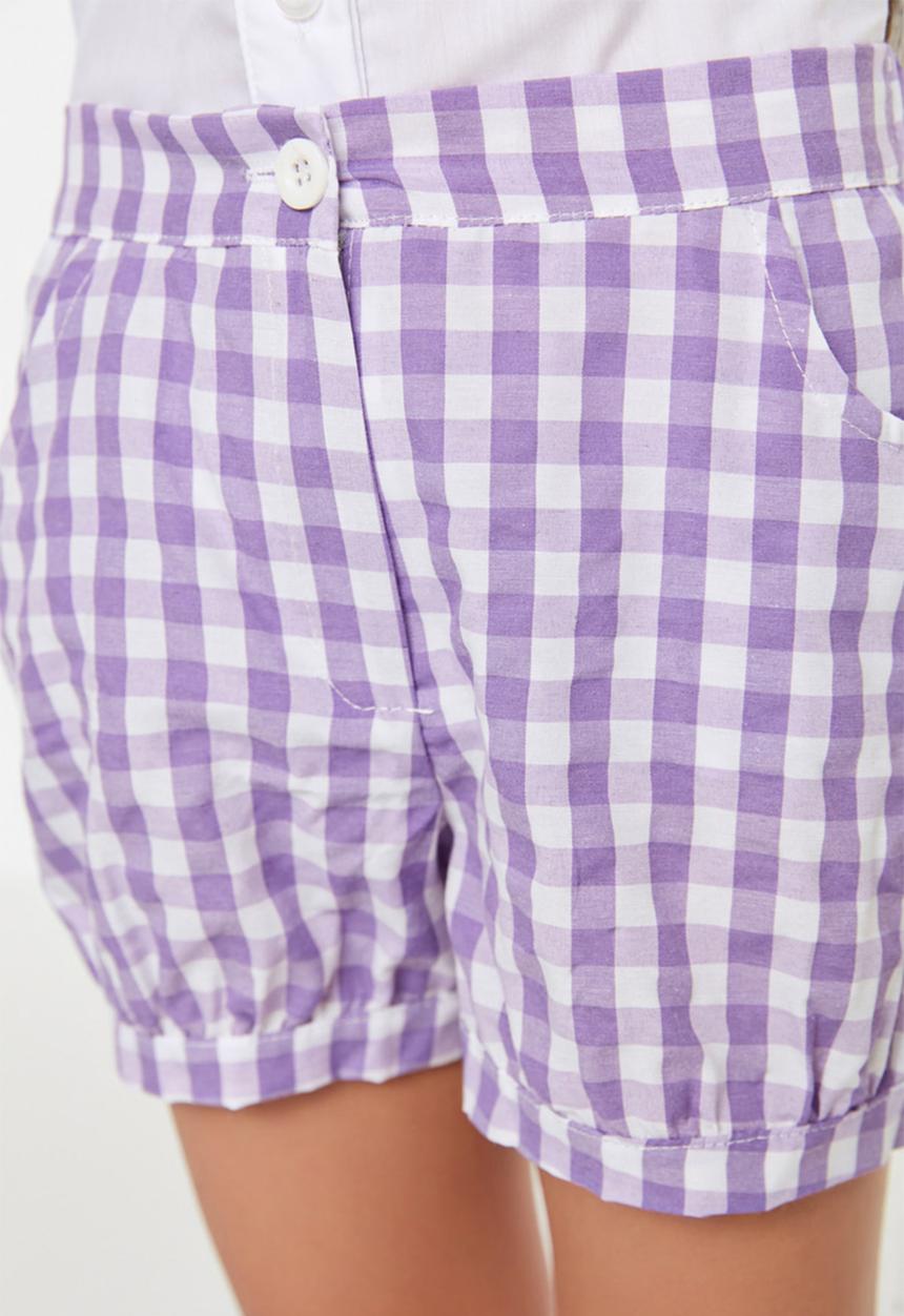 Trendyol - Girls button plaid short - lilac