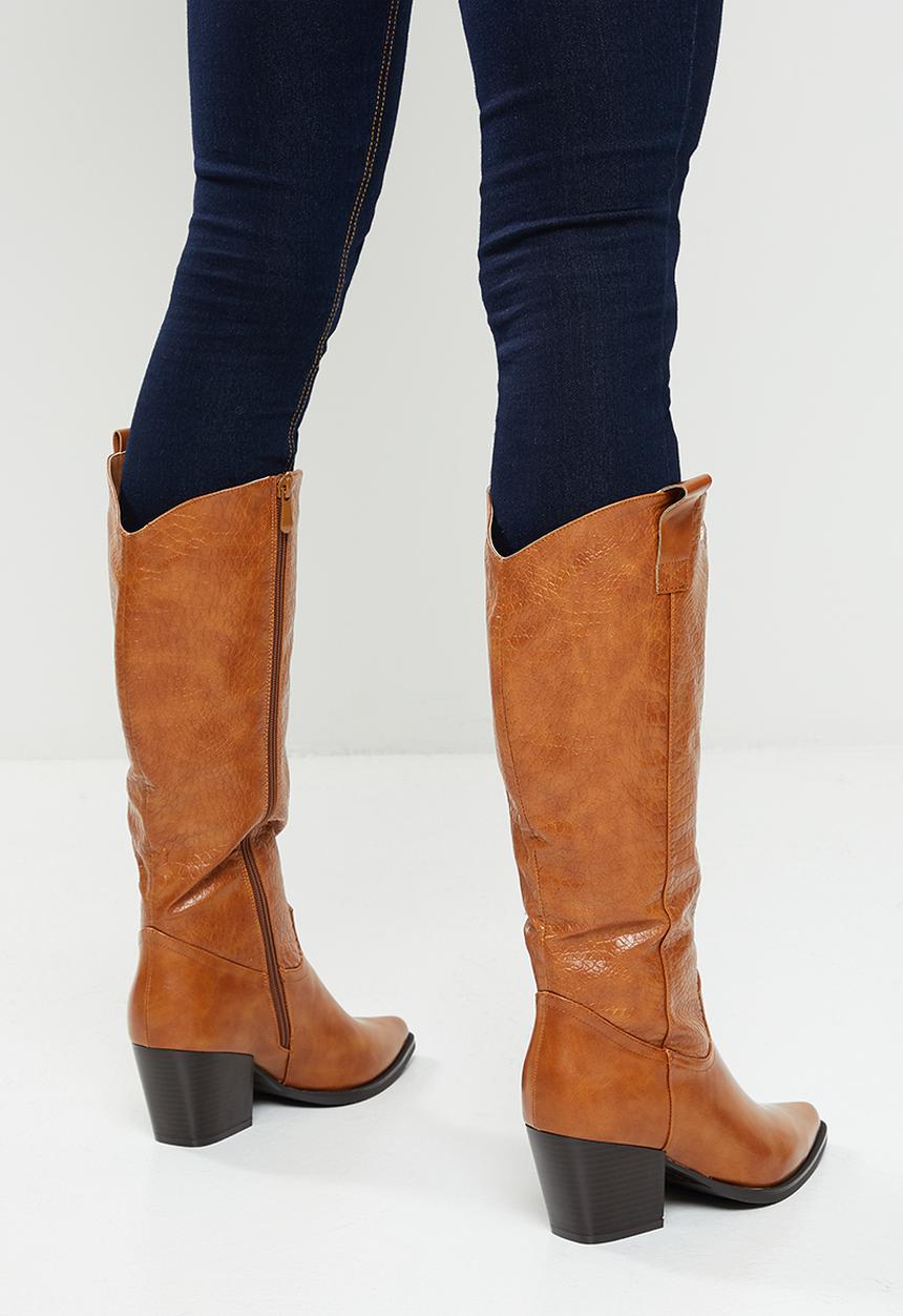 Plum - Haven western boot - tan