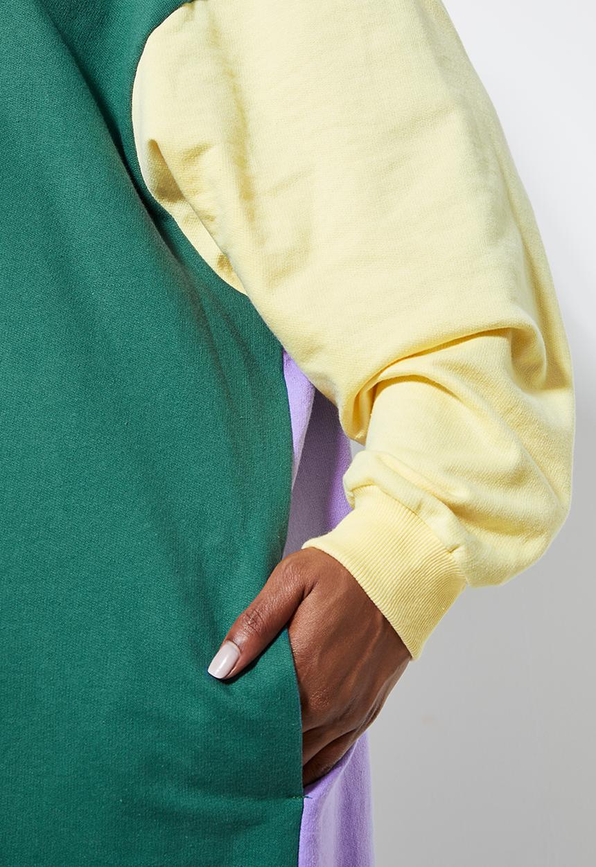 Superbalist - Collared sweat dress - green, yellow & lilac