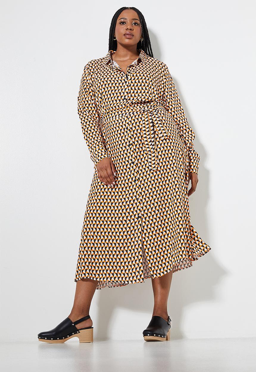 Superbalist - Fit and flare shirt dress - pop geo