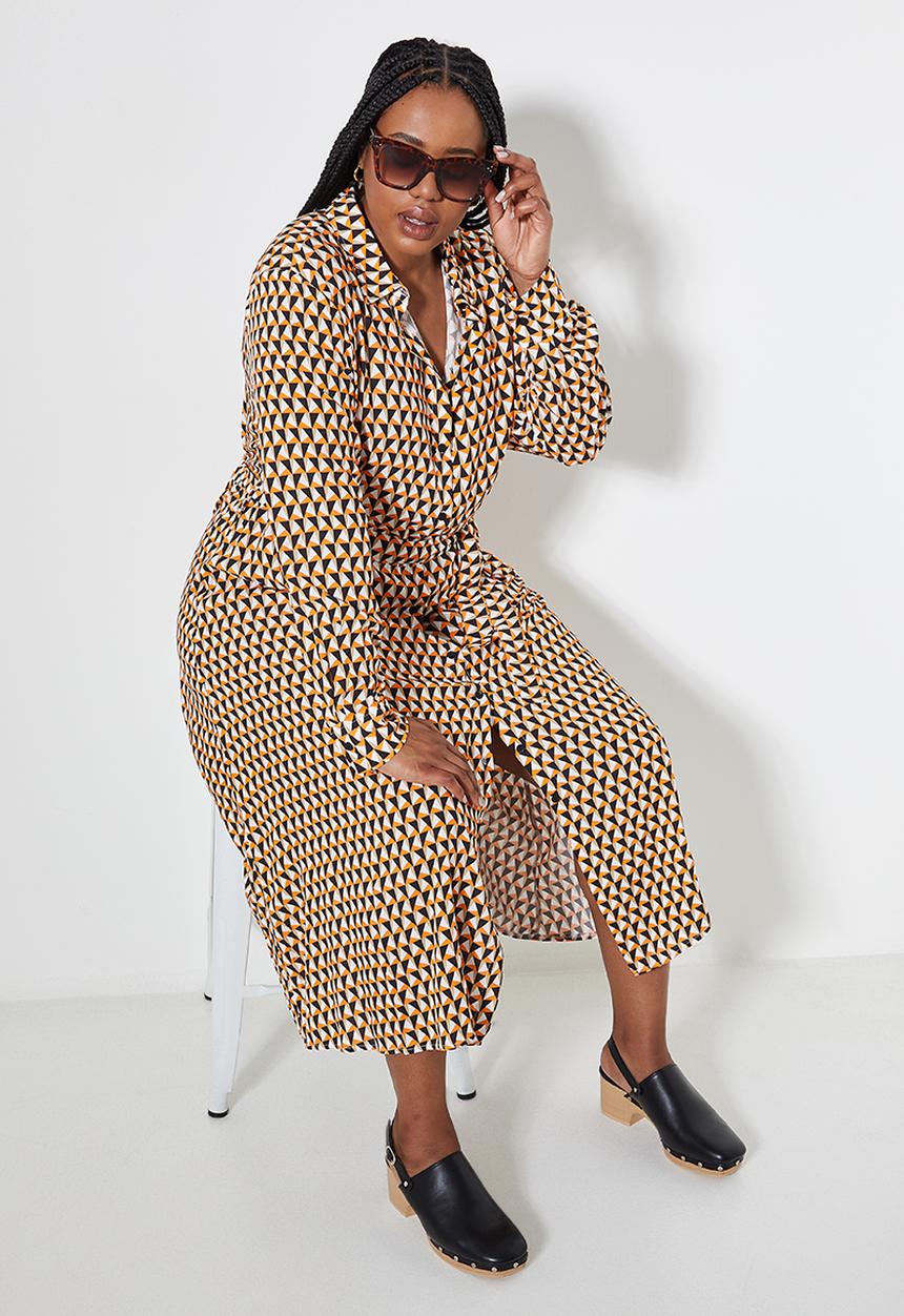Superbalist - Fit and flare shirt dress - pop geo