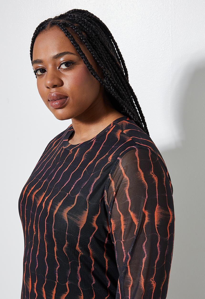 Superbalist - Mesh midi dress - blurred orange lines