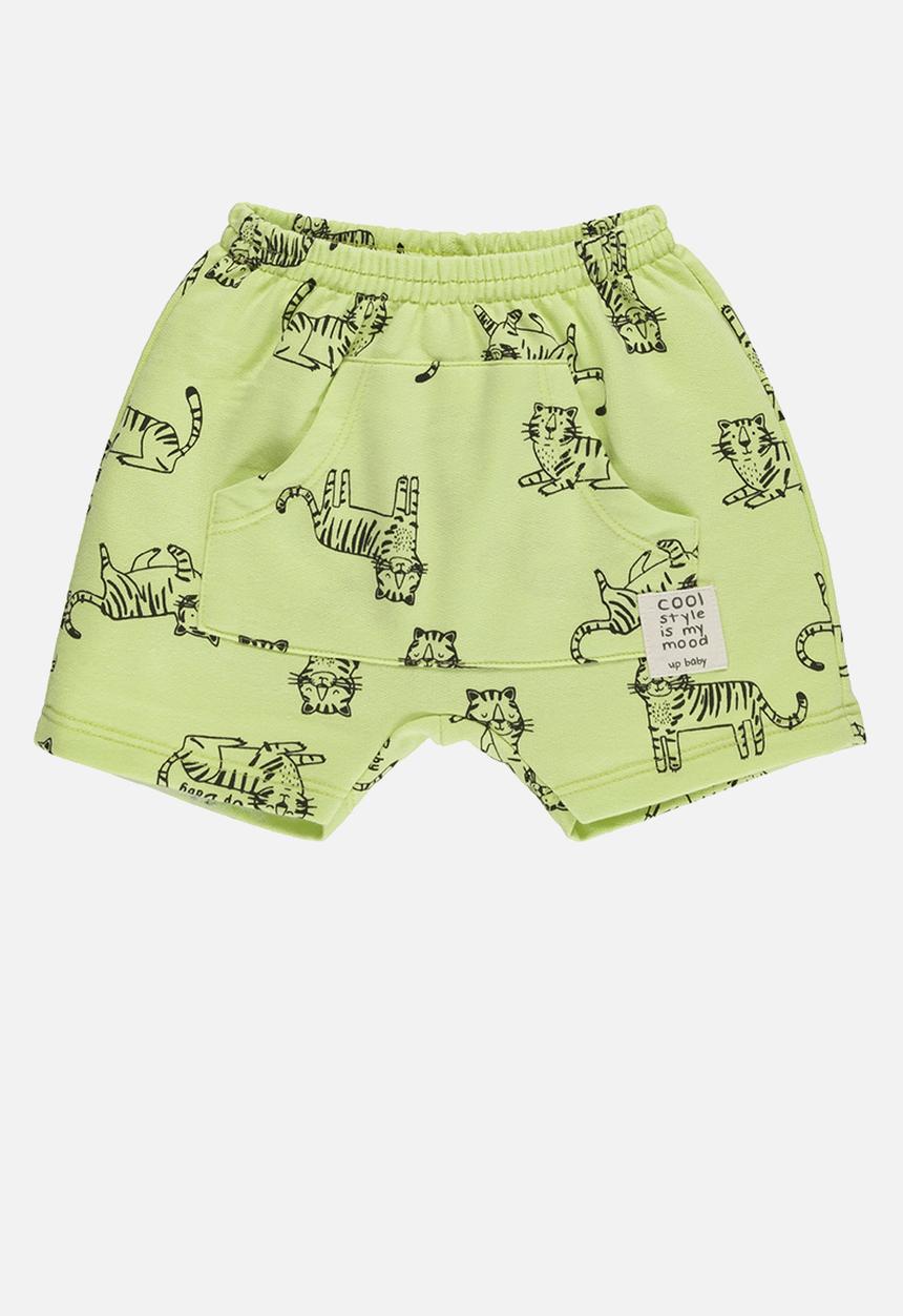 UP Baby - Bodysuit and sweat bermuda - light grey & green