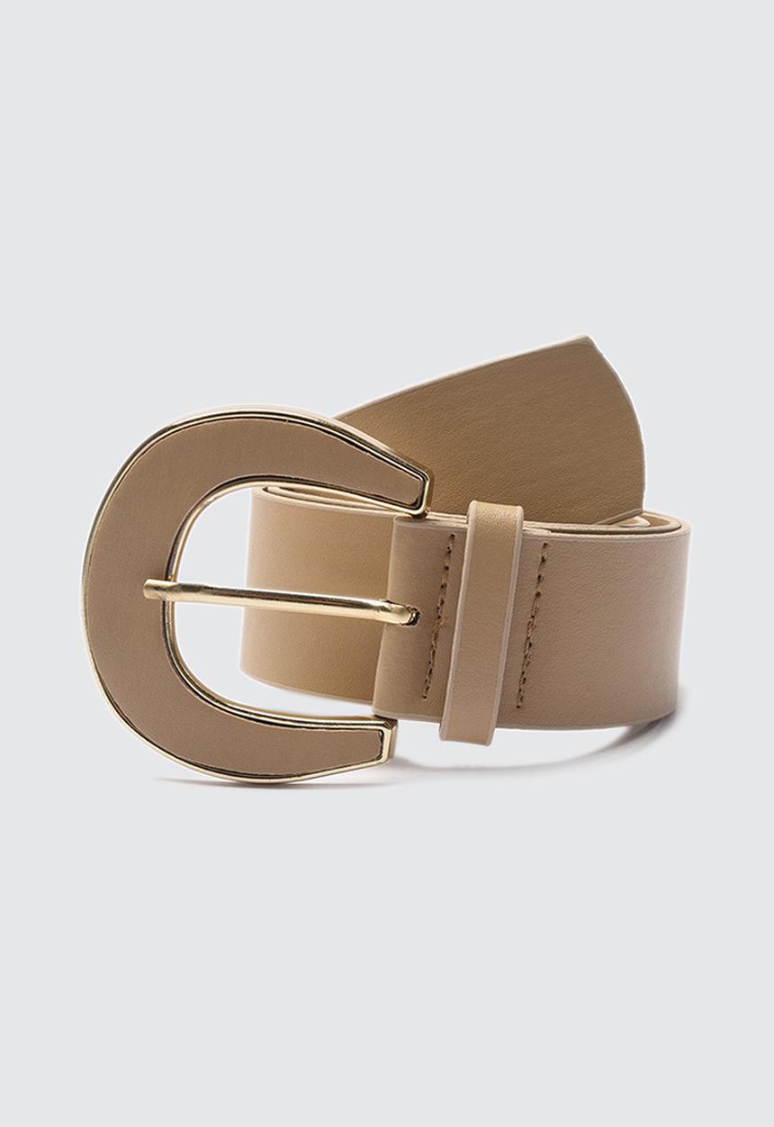 Trendyol - All faux leather belt - beige