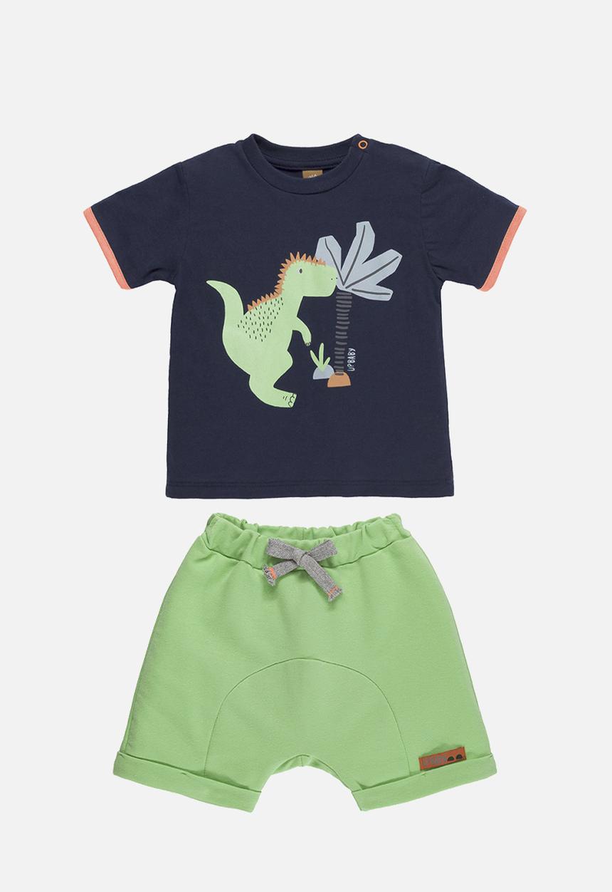 UP Baby - Tee & sweat bermuda - dark blue & green